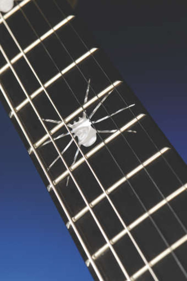 The spider inlays look cool, but the fingerboard is poorly finished